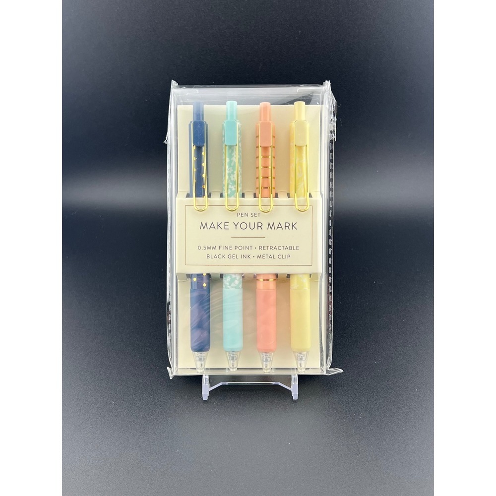 Penny Pincher Make Your Mark Pen Set 5 Fine Point Retractable Gel Ink Black Clip